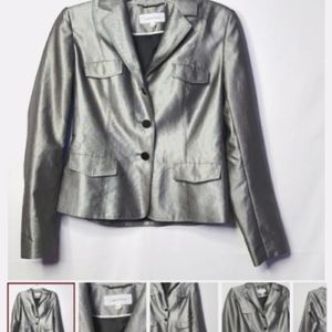 Calvin Klein Silver Metallic Women Blazer